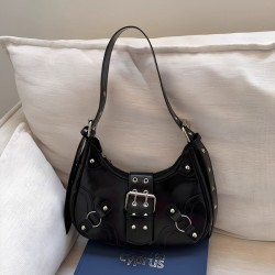 Sweet & Edgy Y2K Girly Moto-Style Armpit Bag - 2025 New Versatile Commuter Rivet Crescent Bag, Women's Single Shoulder/Crossbody Bag