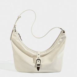 Retro Luxury Waxed Leather Tote Bag - Minimalist Large-Capacity Shoulder/Armpit Bag, Trendy Buckle Crossbody Bag for Women