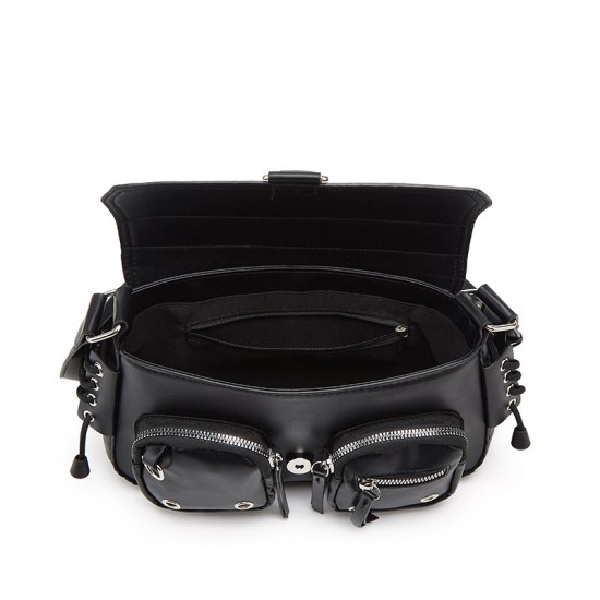 Women's Baguette Bag - Moto-Style Sweet & Edgy Y2K Girly Shoulder/Armpit Bag, Fashion Black Luxury Versatile Niche Crossbody Bag