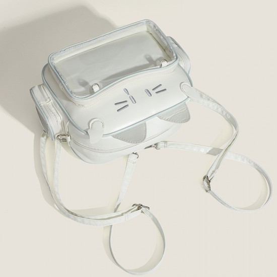 New Y2K Girly Ita Bag - Cute Mechanical Cat Print Bag, Fashion Casual Commuter Versatile Backpack for Women