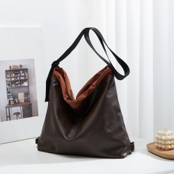Luxury Solid Color Minimalist Backpack - European & American Style Soft Leather Casual Tote Bag, New Elegant Retro Crossbody Bag