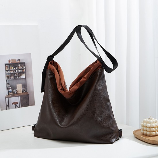 Luxury Solid Color Minimalist Backpack - European & American Style Soft Leather Casual Tote Bag, New Elegant Retro Crossbody Bag