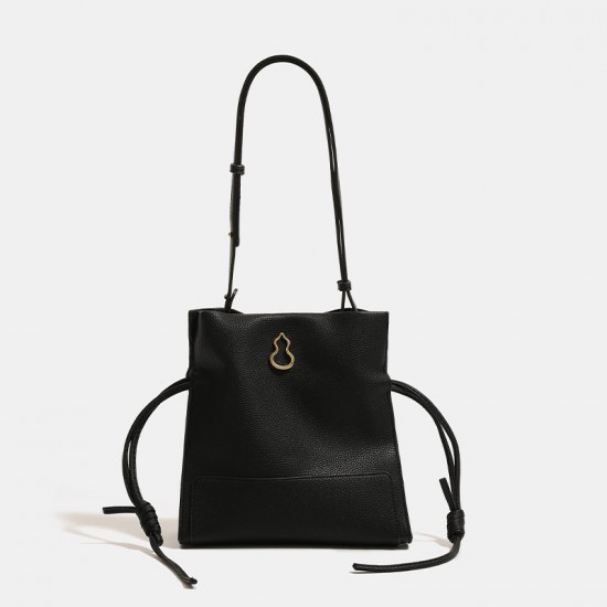 Summer New Large-Capacity Commuter Handbag - Lychee Grain Soft Leather Bucket Bag, Niche Luxury Women's Shoulder/Crossbody Bag