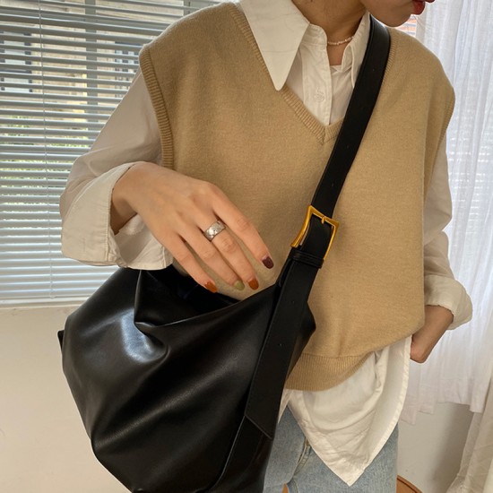 Korean-Style Large-Capacity Slouchy Minimalist Shoulder Bag - New Large Tote Crossbody Bag for Students