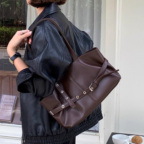 Retro Design Korean-Style Armpit Bag - 2025 Autumn & Winter New Large-Capacity Commuter Versatile Moto-Style Shoulder Bag for Women