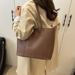 Women's Large-Capacity Soft Leather Versatile Tote Bag - 2025 New Retro Casual Textured Shoulder Bag for School & Commute