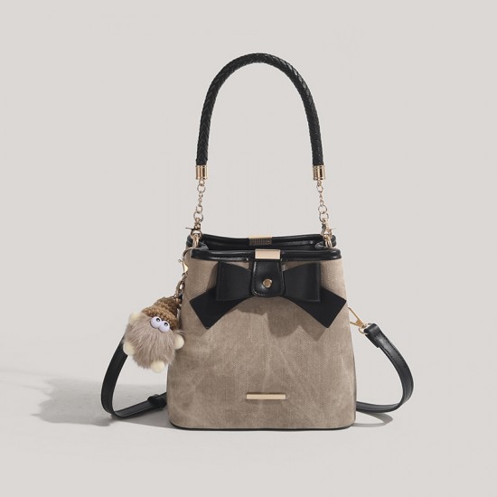 Niche Design Luxury Bowknot Bag - Retro Literary Handheld Bucket Bag, Casual Versatile Shoulder/Crossbody Bag for Women