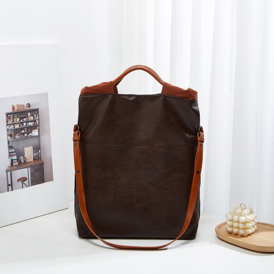 Large Capacity Fashion Retro Tote Bag - European American Style Elegant Crossbody, 2025 New Solid Color Minimalist Top-Handle Bag