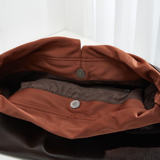 Luxury Solid Color Minimalist Backpack - European & American Style Soft Leather Casual Tote Bag, New Elegant Retro Crossbody Bag