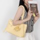 European & American Retro Large-Capacity Commuter Handbag - Fashion Minimalist Handmade Woven Bag, Soft Leather Versatile Shoulder Parent-Child Bag