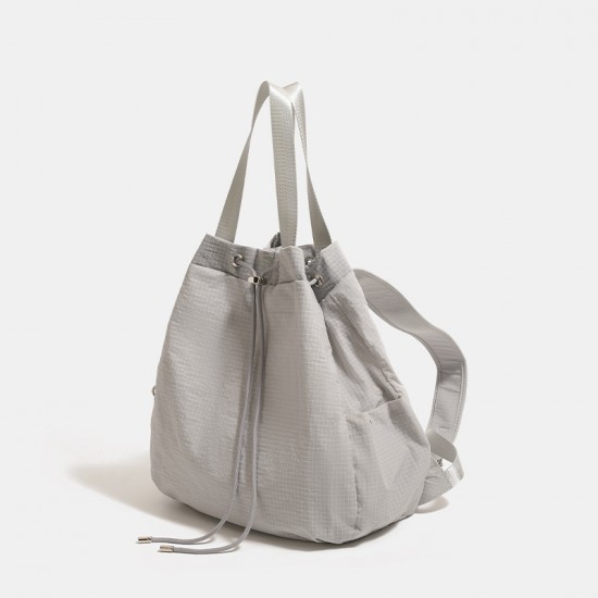 Minimalist Lightweight Casual Nylon Drawstring Bucket Bag - Large-Capacity Women's Backpack, Commuter Shoulder/Crossbody Bag