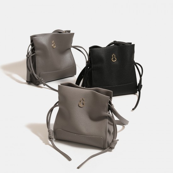 Summer New Large-Capacity Commuter Handbag - Lychee Grain Soft Leather Bucket Bag, Niche Luxury Women's Shoulder/Crossbody Bag