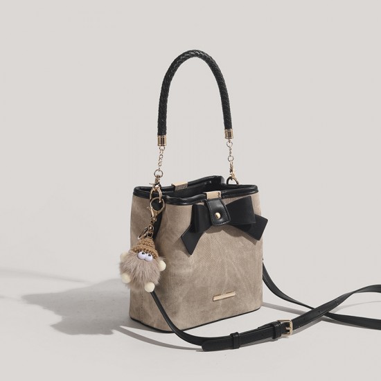 Niche Design Luxury Bowknot Bag - Retro Literary Handheld Bucket Bag, Casual Versatile Shoulder/Crossbody Bag for Women