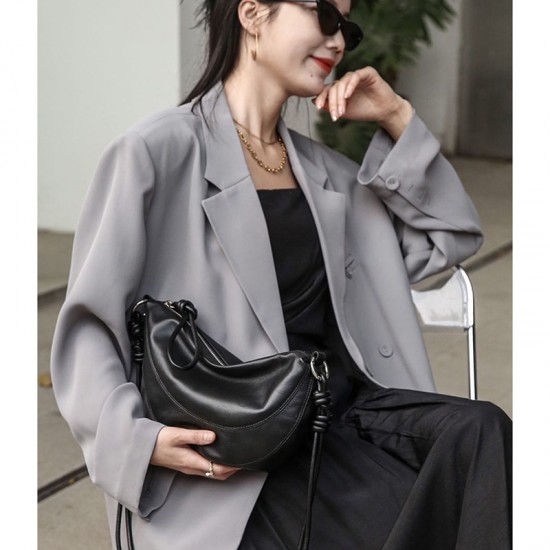 Korean Niche Soft Leather Crescent Bag - 2025 New Fashion Elegant Shoulder/Crossbody Dumpling Bag, Versatile Horn Bag for Women