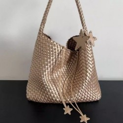 Niche Design Woven Bag - Large-Capacity Tote Bag, Casual Lazy-Style Shoulder/Armpit/Bucket Bag
