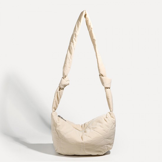 Niche New Minimalist Korean Cotton-Padded Bag - Large-Capacity Drawstring Down Jacket Crossbody Bag, Versatile Shoulder Bag for Women