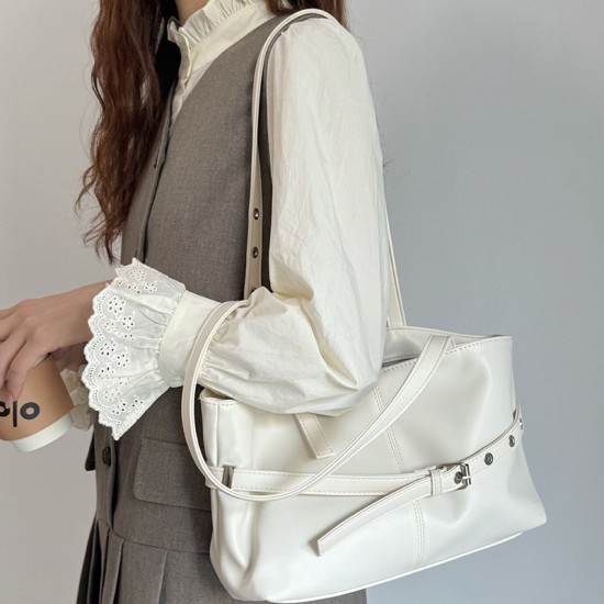 Korean-Style Casual Retro Large-Capacity Tote Bag - 2025 Autumn & Winter New Moto Bag, Minimalist Versatile Shoulder Bag