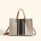 Large Capacity Color Block Women's Briefcase - 2025 New Minimalist Canvas Tote Bag, Top-Handle & Crossbody