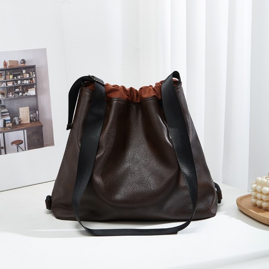 Luxury Solid Color Minimalist Backpack - European & American Style Soft Leather Casual Tote Bag, New Elegant Retro Crossbody Bag