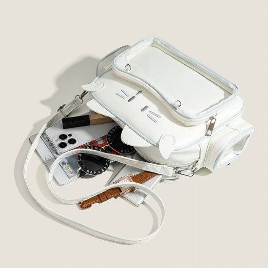 New Y2K Girly Ita Bag - Cute Mechanical Cat Print Bag, Fashion Casual Commuter Versatile Backpack for Women