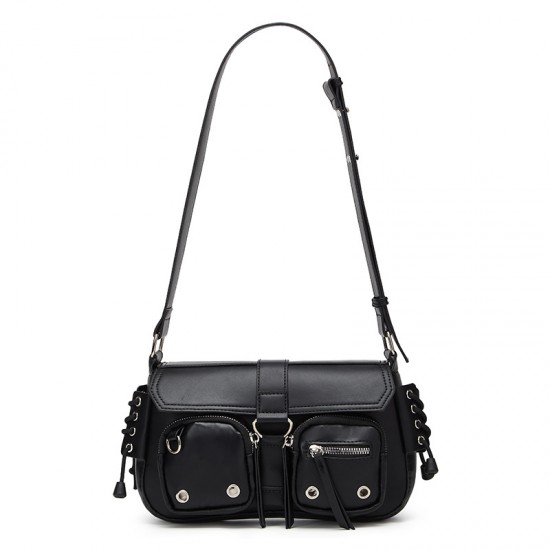 Women's Baguette Bag - Moto-Style Sweet & Edgy Y2K Girly Shoulder/Armpit Bag, Fashion Black Luxury Versatile Niche Crossbody Bag