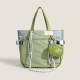 Large Capacity Exquisite Trendy Tote Bag - Petite College Student School Commute Bag, Solid Color Preppy Style for Women