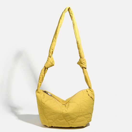 Niche New Minimalist Korean Cotton-Padded Bag - Large-Capacity Drawstring Down Jacket Crossbody Bag, Versatile Shoulder Bag for Women