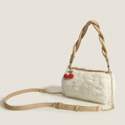 Korean-Style Elegant Twist-Handle Bag - 2025 New Cherry Crossbody Bag, Fashion Casual Cute Furry Bag