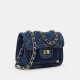 Fashionable denim mini bag for women, simple chain square bag, casual shoulder bag, fresh and cute diamond pattern crossbody bag.