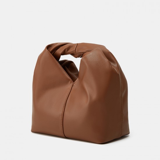 Summer New High-Quality Soft Leather Cloud Bag - Handheld Wrinkle-Textured Avocado Green Handbag, Versatile Commuter Bag for Women