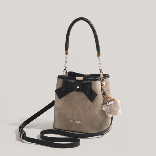 Niche Design Luxury Bowknot Bag - Retro Literary Handheld Bucket Bag, Casual Versatile Shoulder/Crossbody Bag for Women